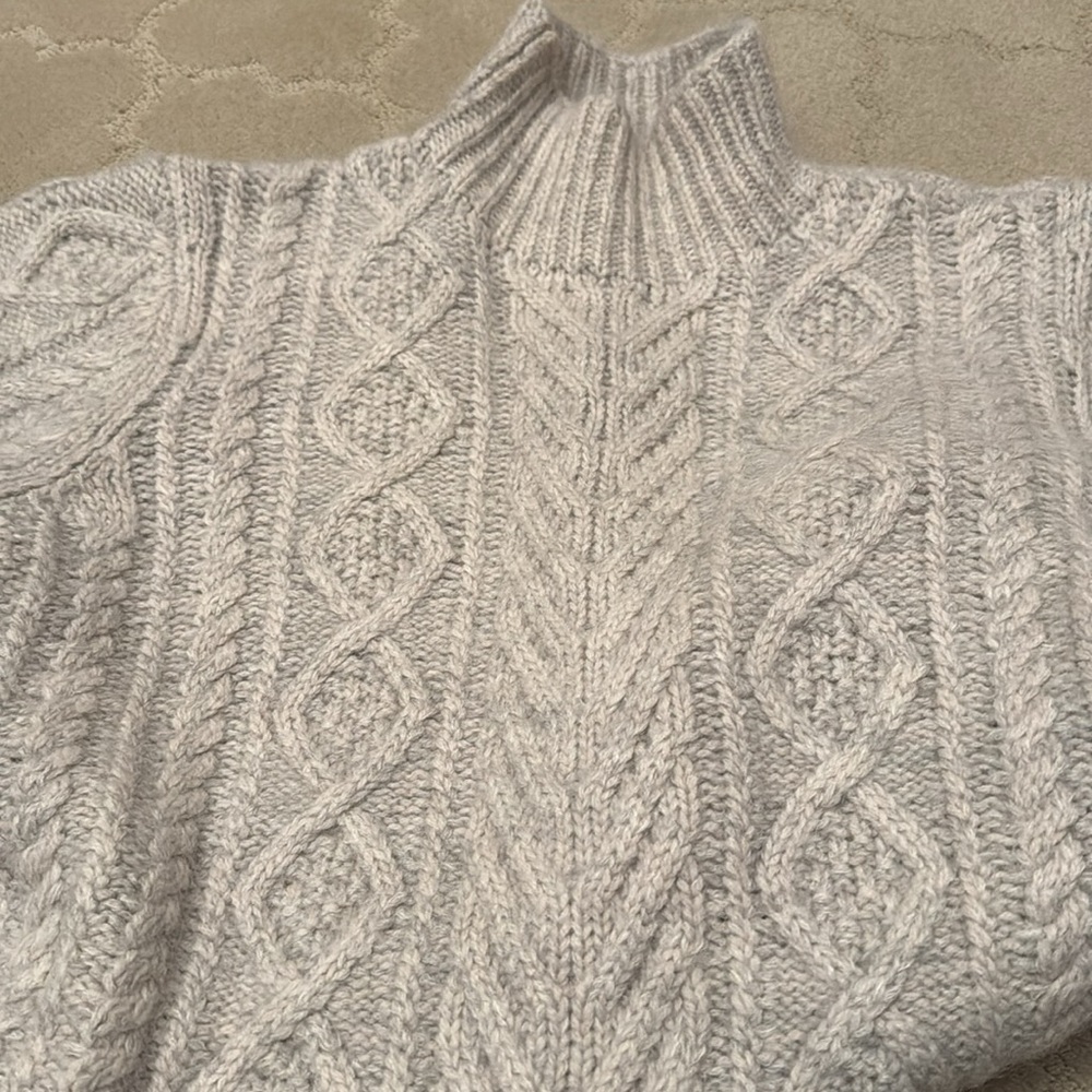 NWT rag & bone Brody Turtleneck Cable Knit Boxy Sweater Wool Angora blend Sz S - Picture 6 of 10